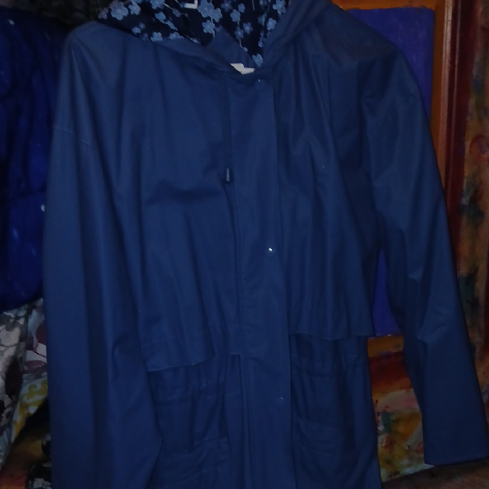 Elegant Navy Hooded Trench Coat